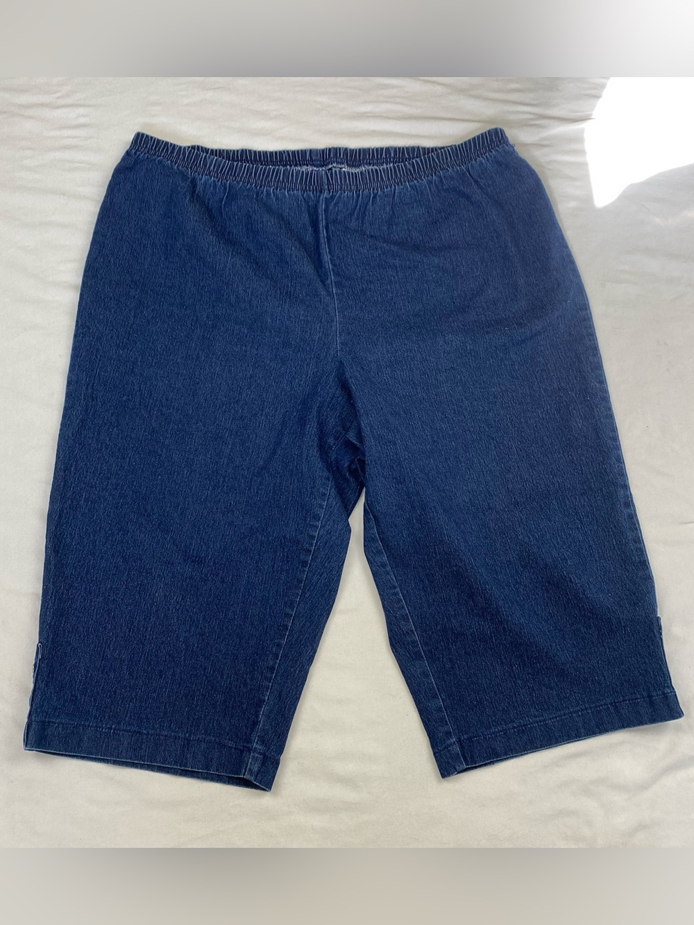Women’s Dark Blue Elastic Waist Denim Bermuda Shorts